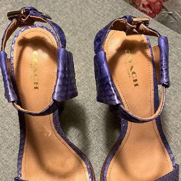 Coach Lexy Blue Textured Sandals With Chunky Heel Women’s Size 7 - Picture 7 of 9